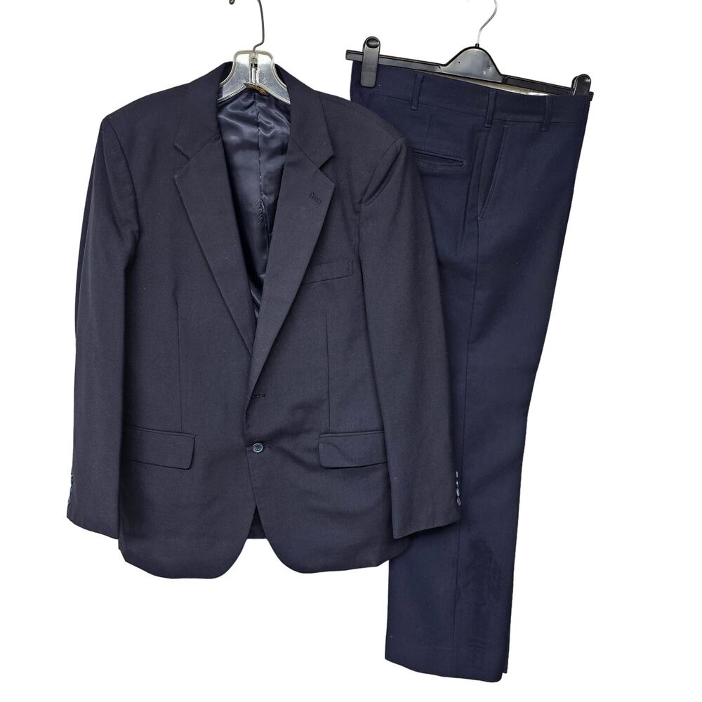 Chadmore Single Breasted Blazer Straight Leg Pants Suit Set Black Men's Large 42